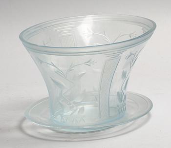 SKÅL med FAT, glas. Orrefors 1930.