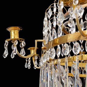 A late Gustavian circa 1800 nine-light chandelier.