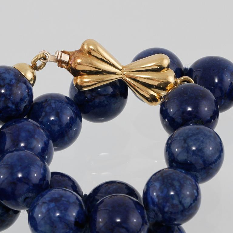 COLLIER, lapis lazuli kulor med lås i 18K guld från Arezzo, Italien.