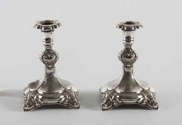 LJUSSTAKAR, ett par, silver, Sverige.