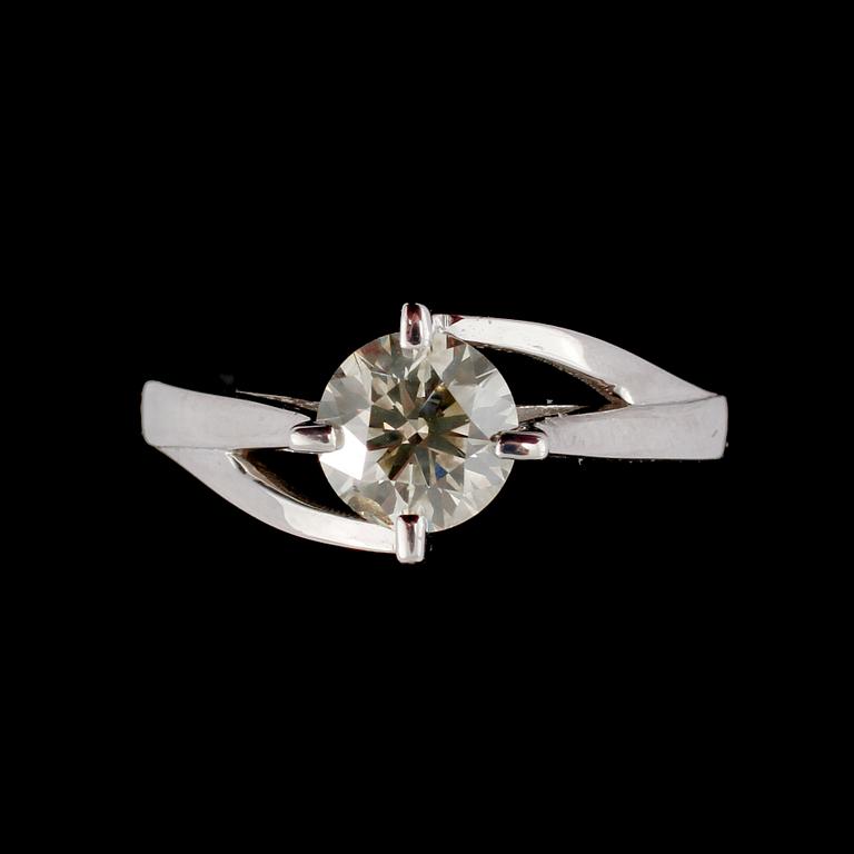 RING, 14k vitguld med briljantslipad diamant ca 0.97 ct, 2000-tal. Vikt 3 g.