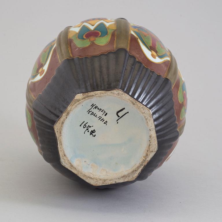A ceramic lidded vase, Arnhem, Holland, 1930s.