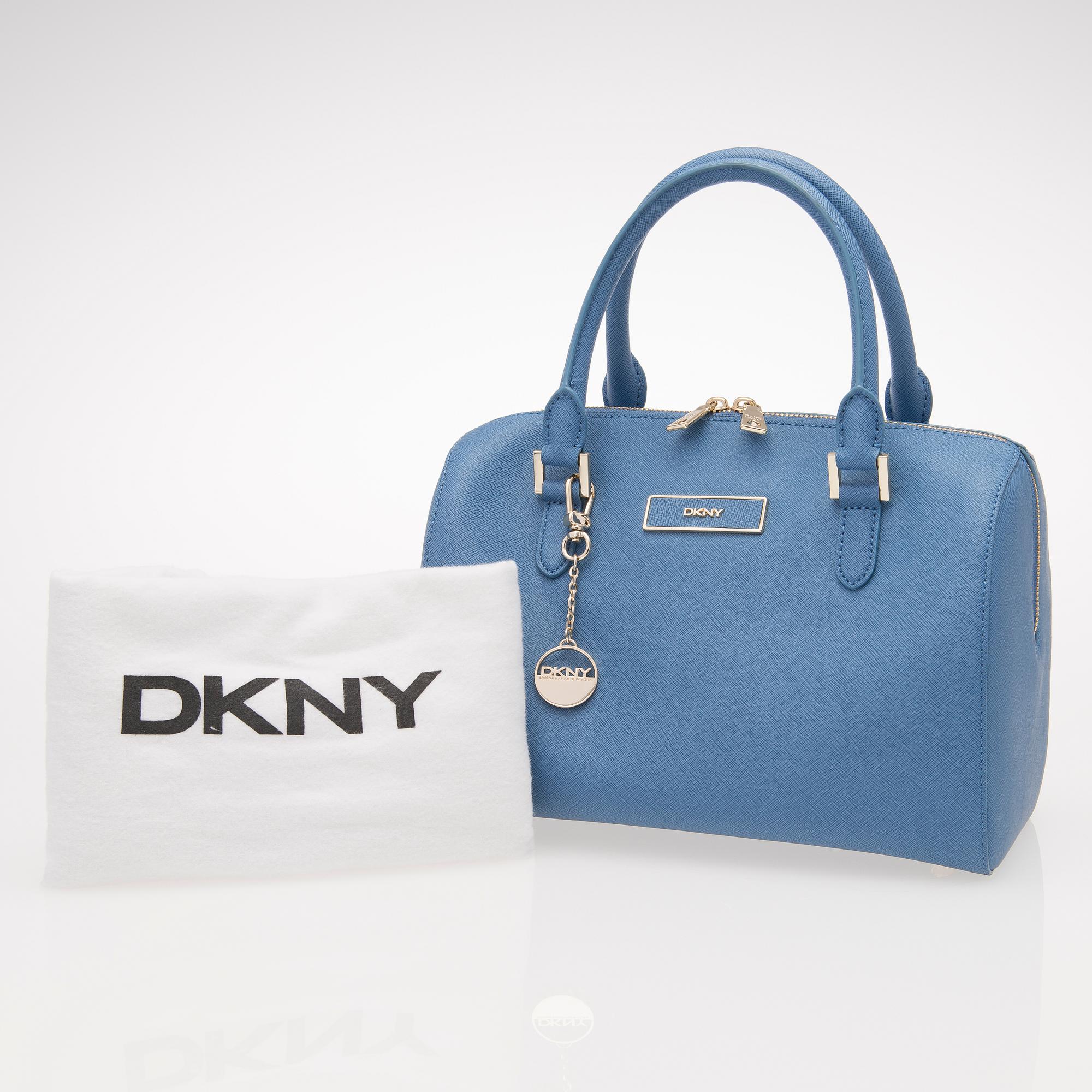 A Saffiano Blue Leather Handbag.