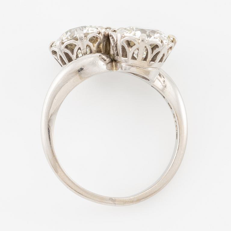 A W.A. Bolin ring in platinum set with two old-cut diamonds.