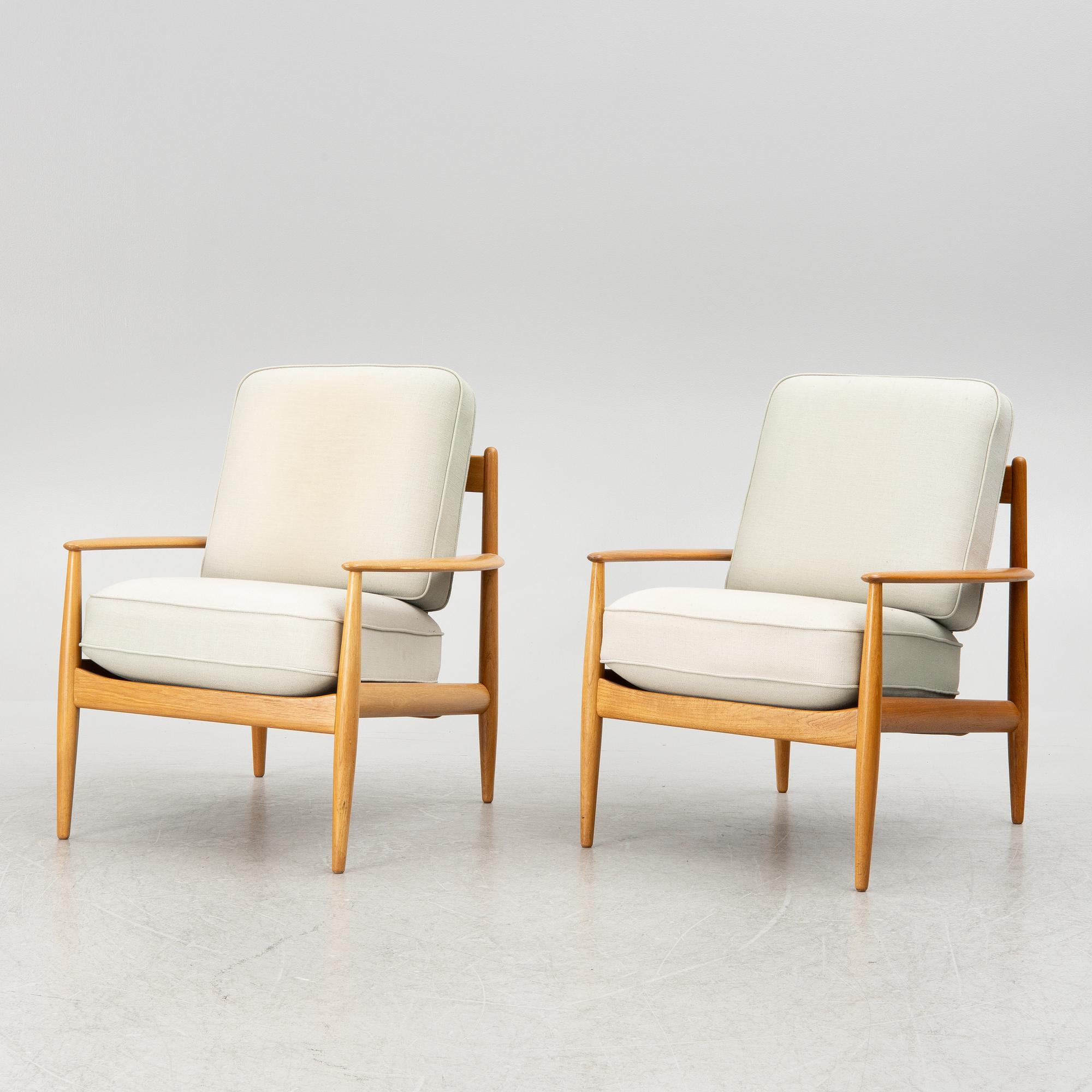 Grete Jalk, fåtöljer, ett par, France & Son, Danmark, 1960-tal.