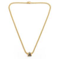 18K gold necklace with a detachable pendant in 18K gold, set with small diamonds and blue stones, probably sapphires.