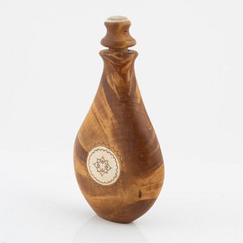 Anders Sunna, a birch and reindeer horn salt bottle, signed AS.