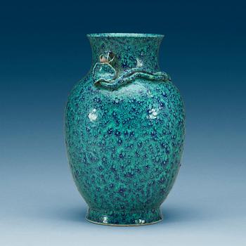 1656. A robinsegg glazed vase, presumably late Qing dynasty.