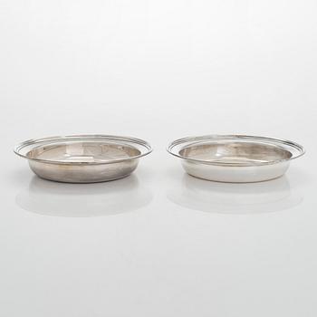 A pair of Danish sterling silver decanter coasters, maker's mark FB.