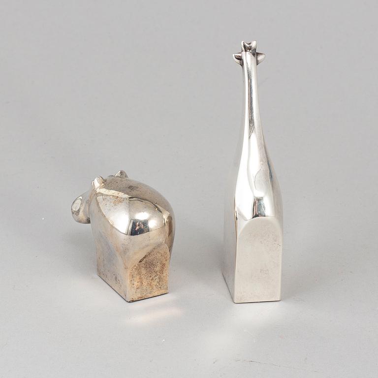 Two electro plated zinc figurines from Dansk Designs, Japan.