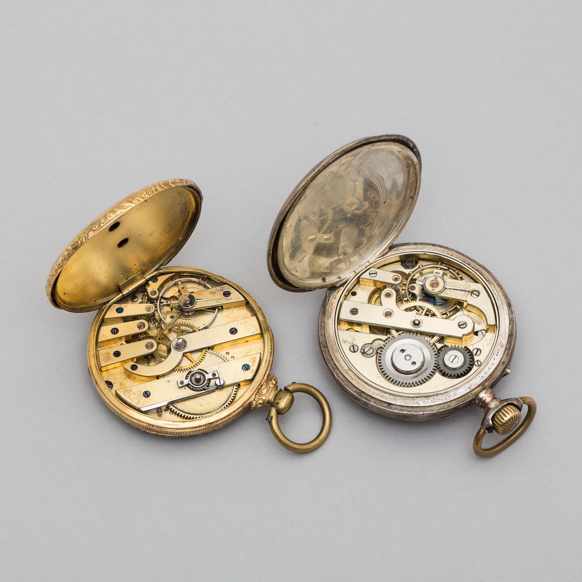 FICKUR, 2 st. Silver resp. 14k guld.