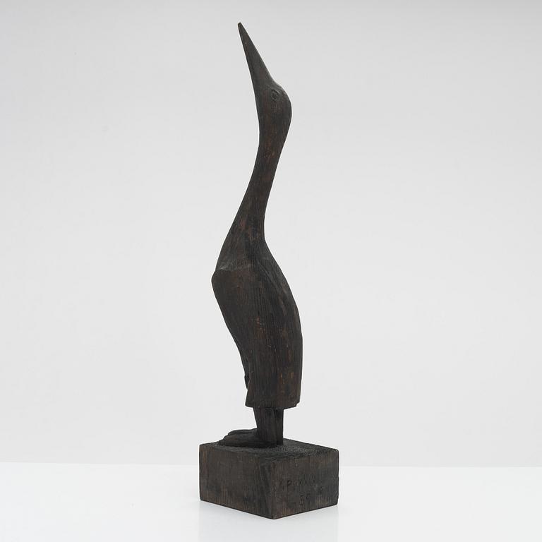 Sakari Pykälä, veistos, puuta, signeerattu ja päivätty -59.