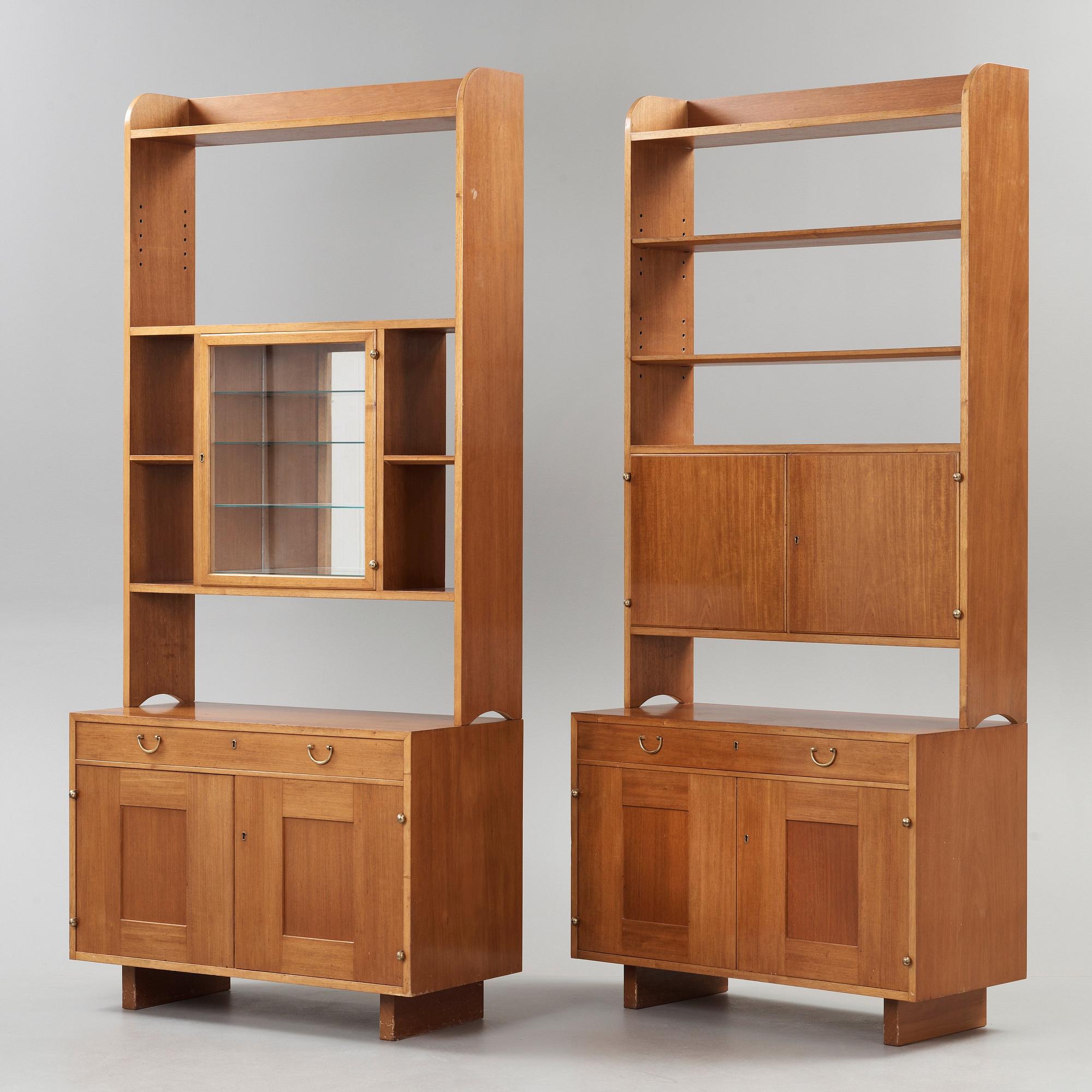 A set of two sections of Josef Frank mahogany book cases, Svenskt Tenn, model 2112.