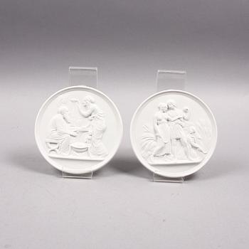 VÄGGRELIEFER, 4 st, parian, Bing & Gröndahl.