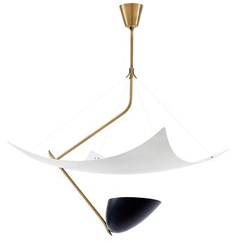 92. An Angelo Lelli brass and lacquered metal hanging lamp for Arredoluce, Italy 1950's.