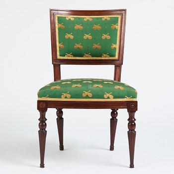A late Gustavian mahogany chair by Ephraim Ståhl (Stockholm 1794-1820).