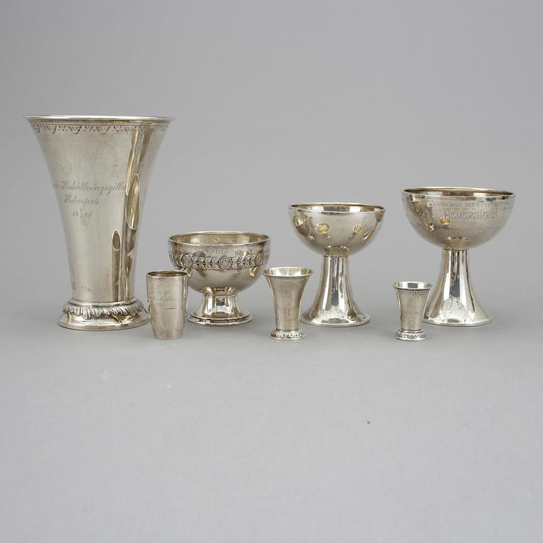 PARTI SILVER, 7 delar, bl.a CG Hallberg, Stockholm, 1900-talets första hälft. Total vikt ca 765 gram.