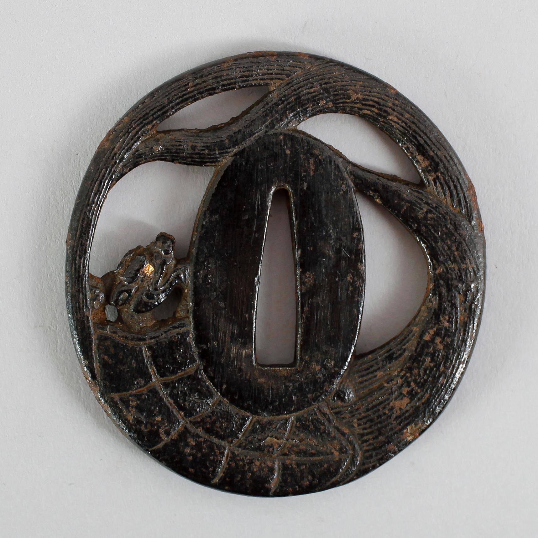 TSUBA, järn, Japan, 1800-tal.