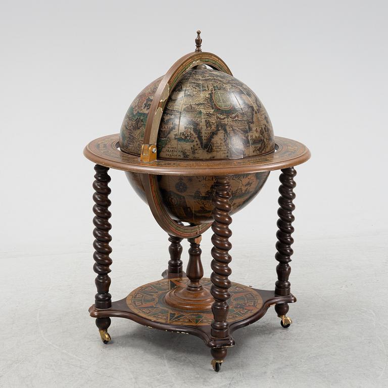 A globe drinking cabinet, late 20th Century.