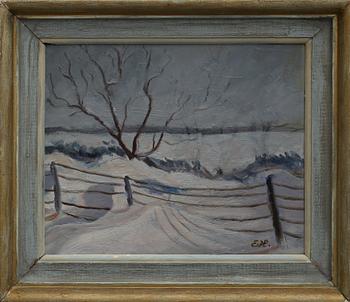 ESTER HENNING, olja på pannå, monogramsignerad.