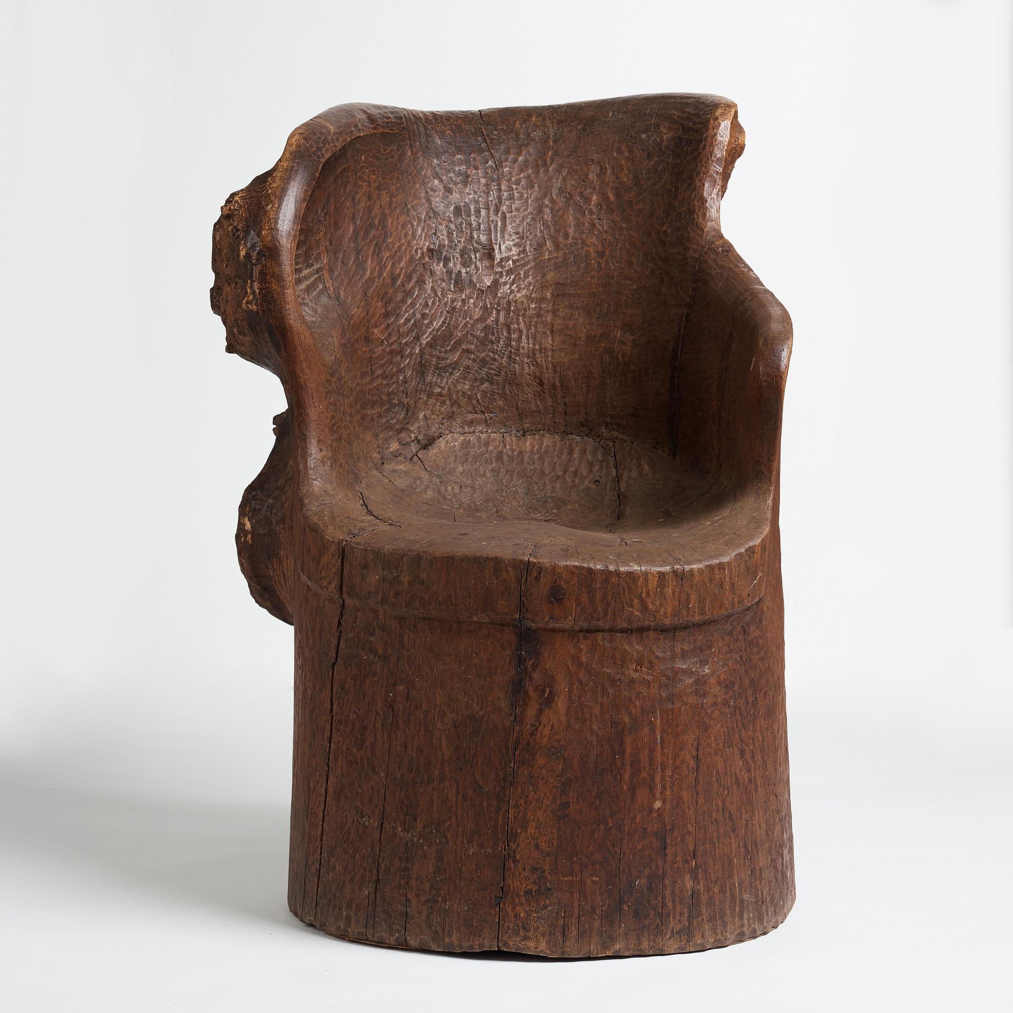 A Swedish folk art pine chair, early 20th Century.