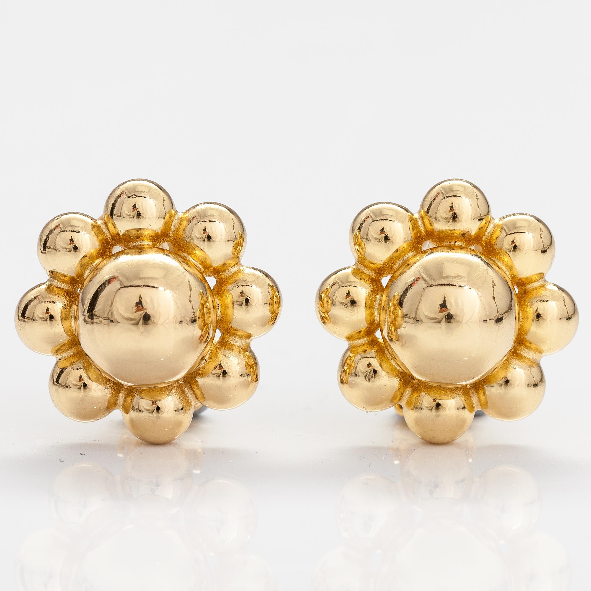 DIOR. A necklace and a pair of earrings in gold coloured metal. Marked Chr. Dior, Germany.