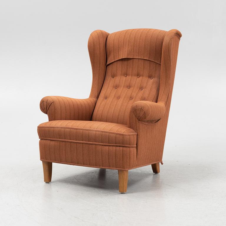 Carl Malmsten, a 'Häggbom' easy chair, AB O.H. Sjögren, Tranås, 1986.