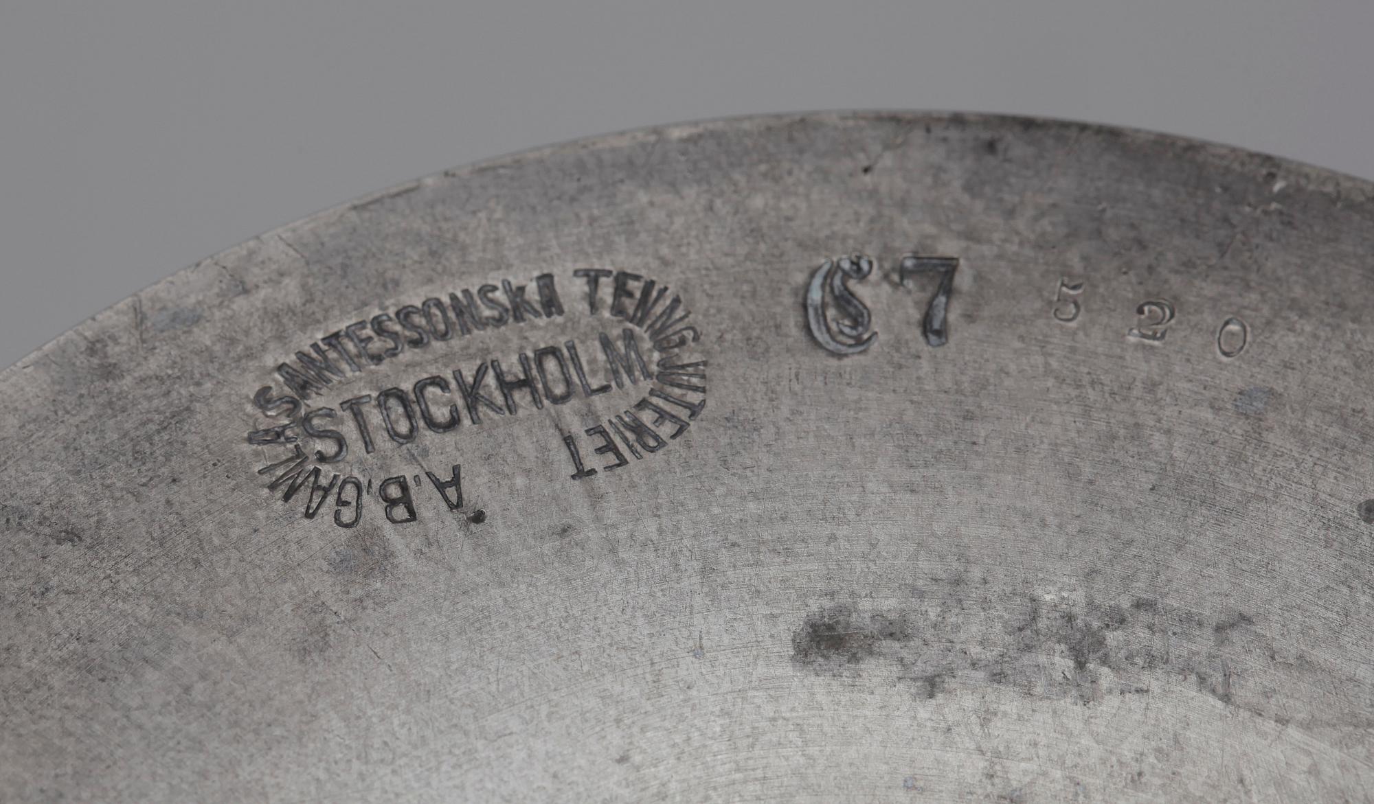 LJUSSTAKAR, ett par, tenn, Jugend, Santessons, Stockholm. Tidigt 1900-tal.