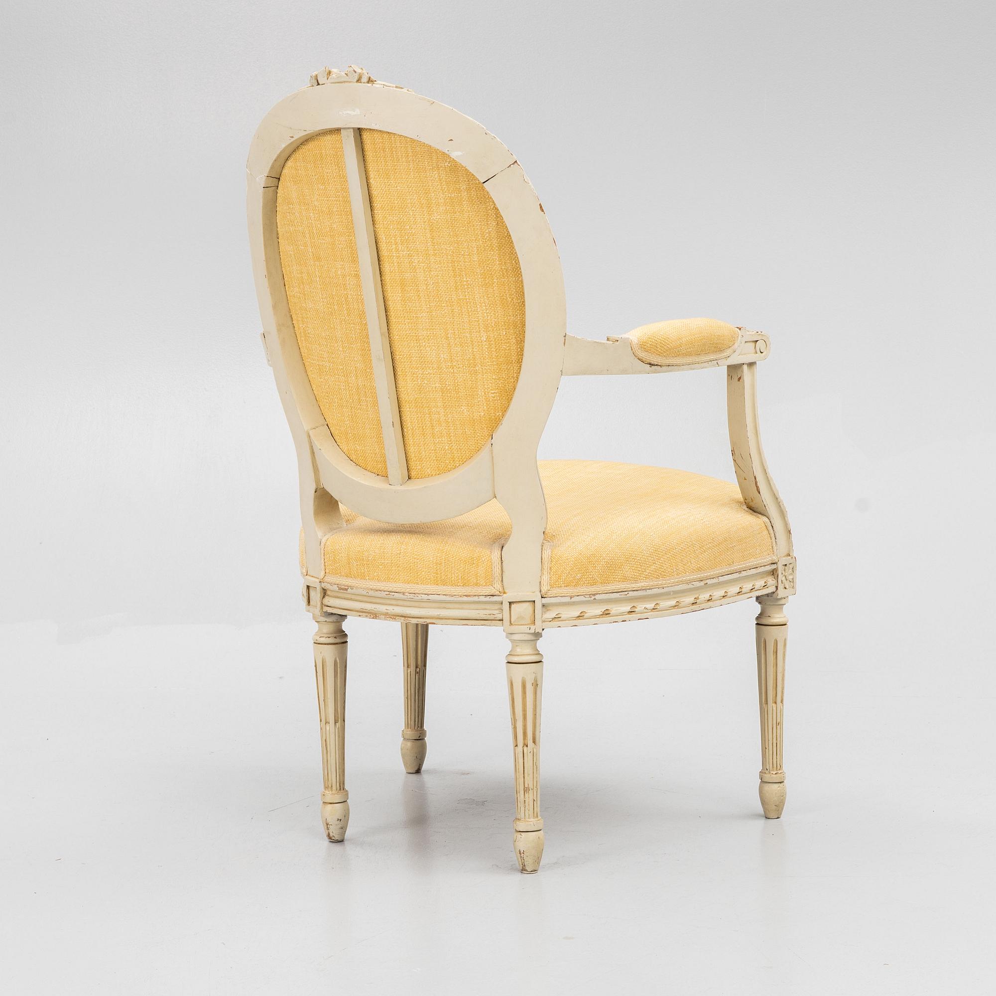 Karmstol, Louis XVI-stil, omkring år 1900.