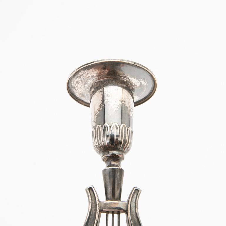 Candlesticks, a pair, Empire style, silver, Ceson Guldvaru Ab, Gothenburg, 1956.