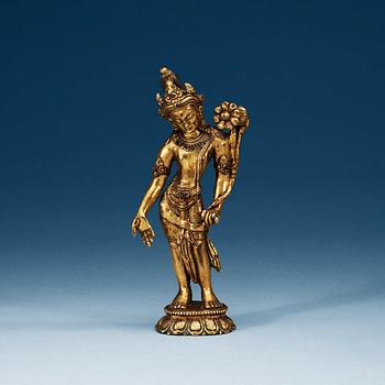 FIGURIN, förgylld brons. Nepal, 1800-tal.