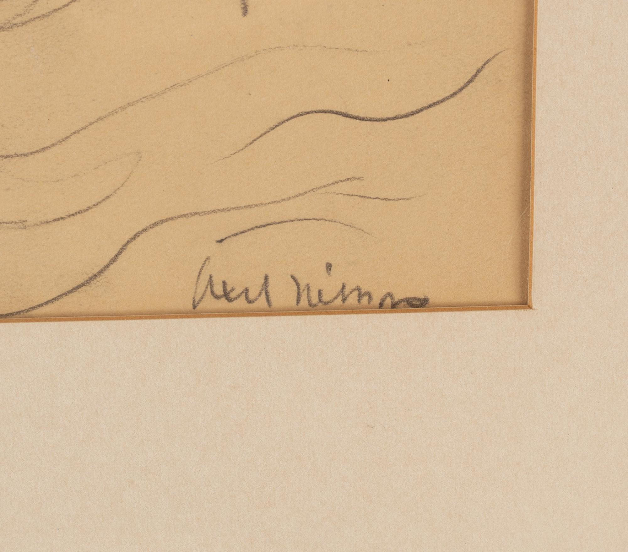 Axel Nilsson, blyerts och akvarell, signerad.