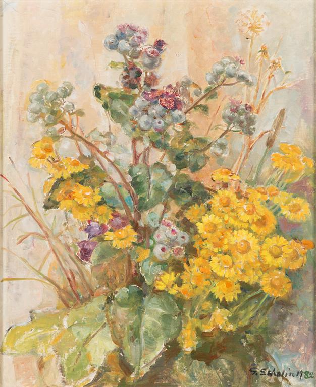 Greta Schalin, oil on canvas, signed and dated 1982.