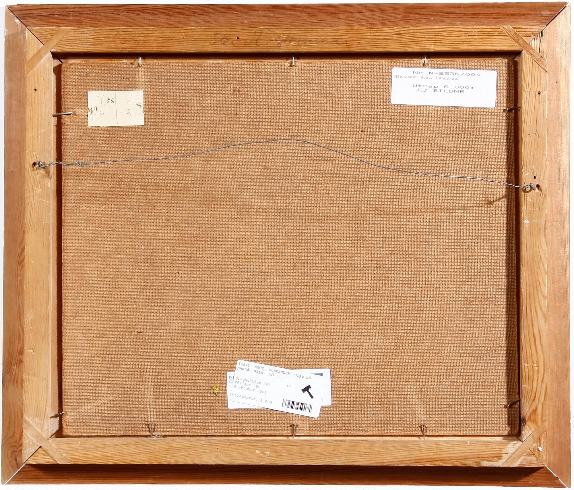 ROOS, ALEXANDER. Olja på pannå, sign.