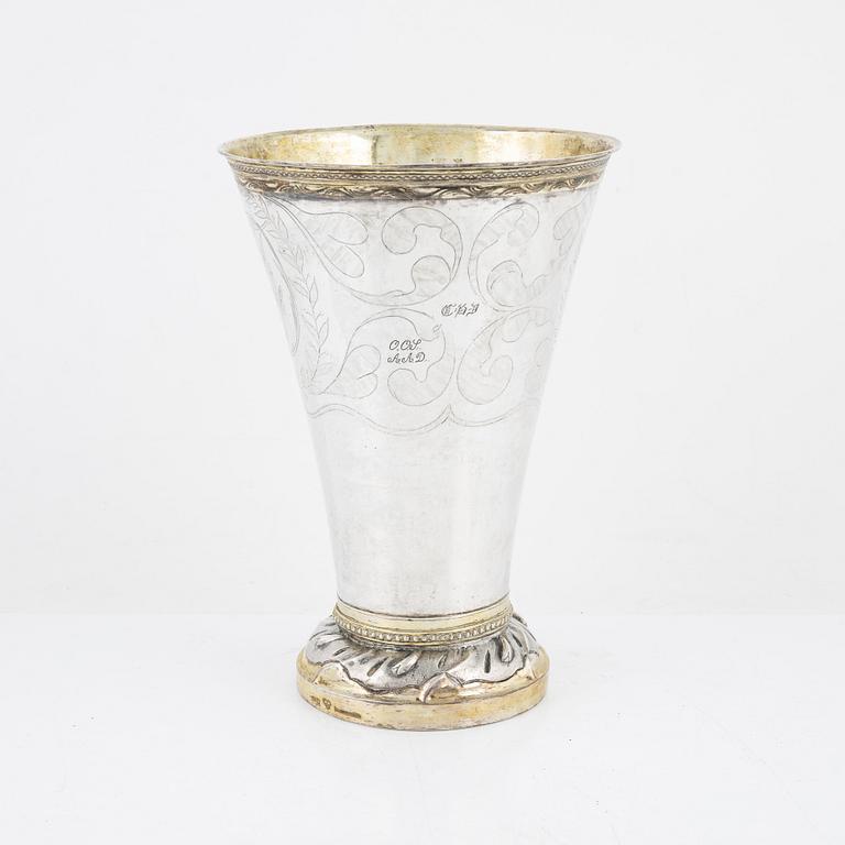 A Swedish Silver Beaker, mark of Olof H Bergström, Uppsala 1820.