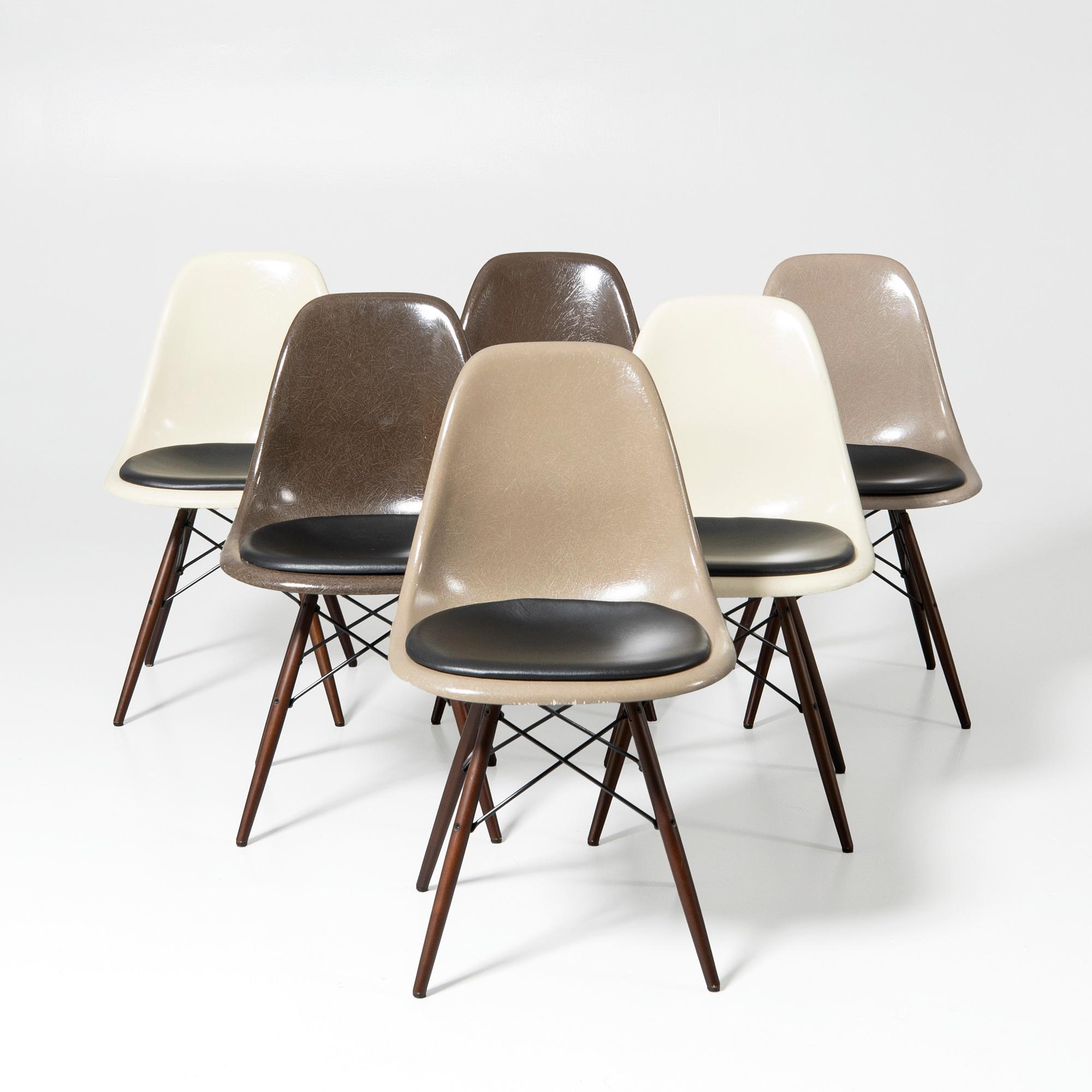Charles & Ray Eames, stolar, 6 st, "DSW", Herman Miller, 1960-tal.