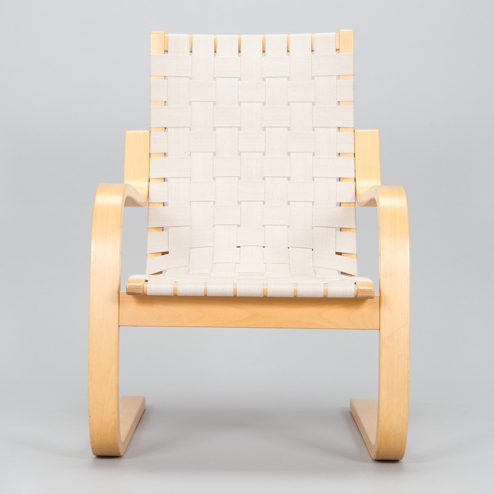 Alvar Aalto, a pair of late 20th century armchair model 406 Artek.