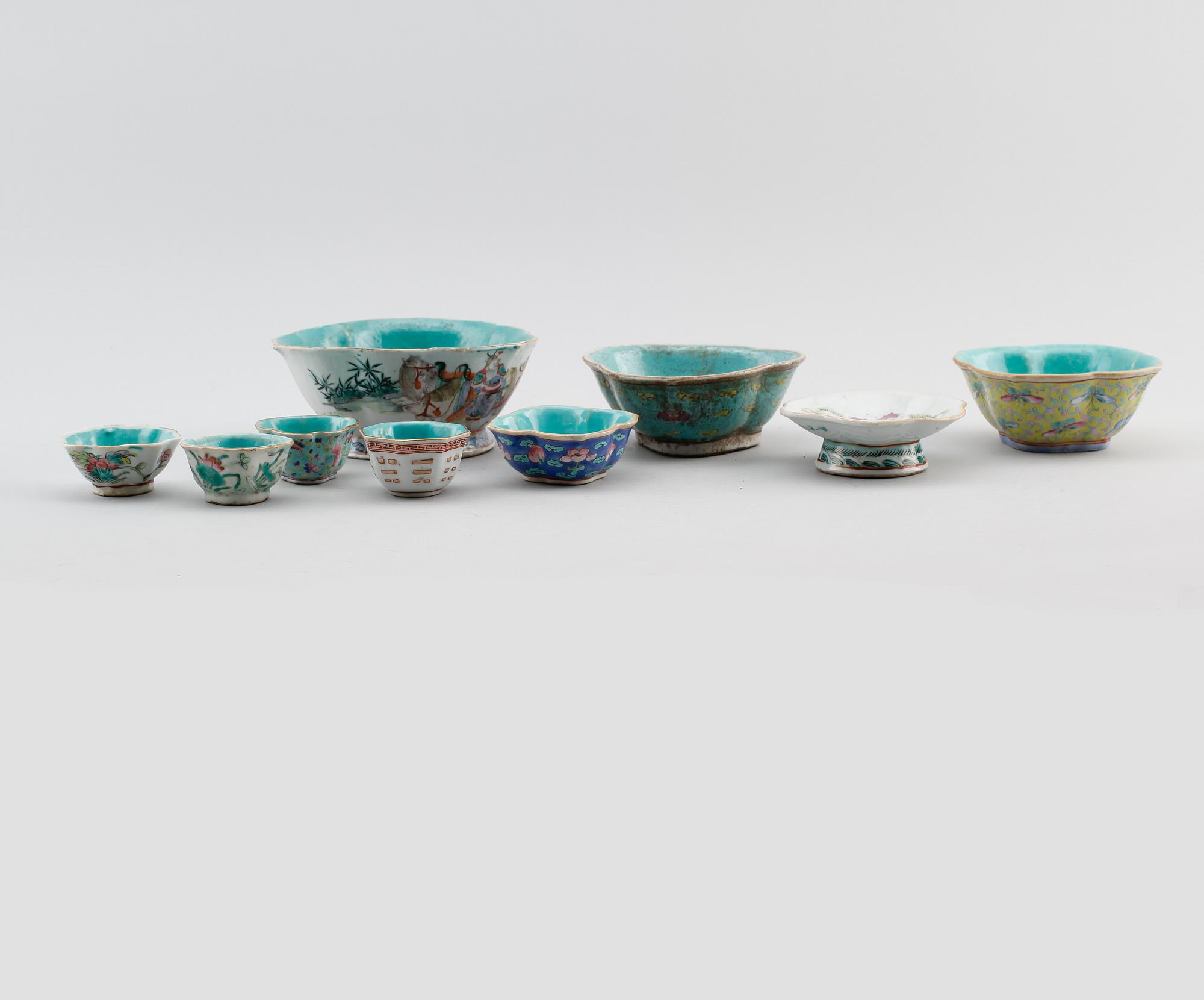 SKÅLAR, 9 st, porslin, Kina, 1800-/1900-tal.