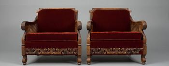 MÖBLEMANG 4 delar, ek, 1900-talets början.