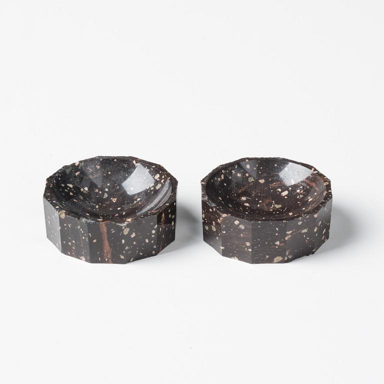 A pair of Swedish porphyry salts, early 19th century.