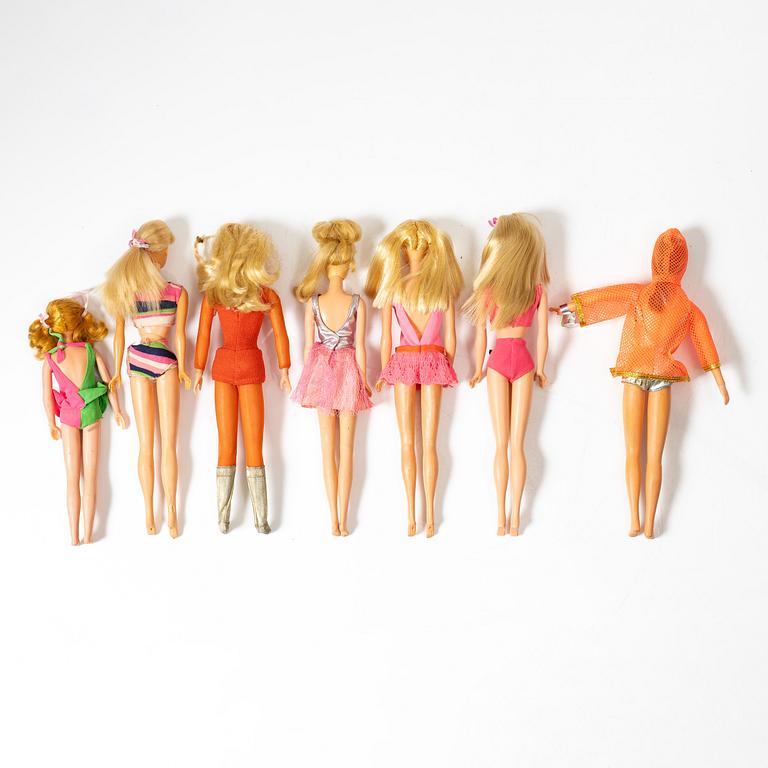 Barbie dolls, 7 pcs, Mattel, 1960s/70s.