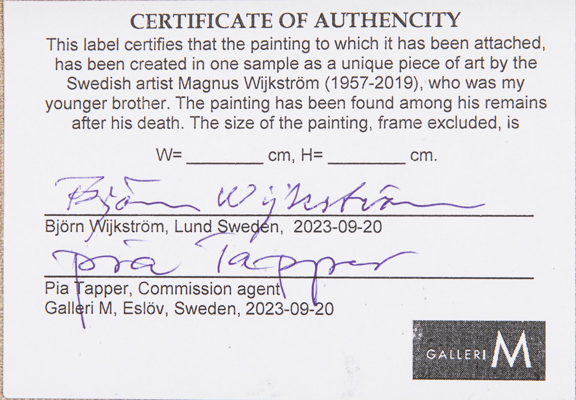 Magnus Wijkström, oil on canvas unsigned.