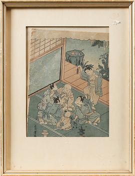 JAPANSKA TRÄSNITT, 3 st, 1800-tal.