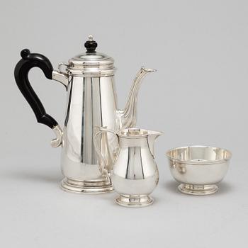 A Tiffany and Co. Makers Sterling Silver three part coffee silver service, 1940s.