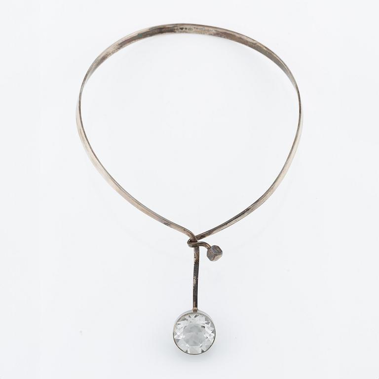 Necklace, bracelet, and a ring, silver with rock crystal, including pieces by Gert Thysell.