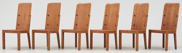 A set of six Axel Einar Hjorth stained pine 'Lovö' chairs, Nordiska Kompaniet.
