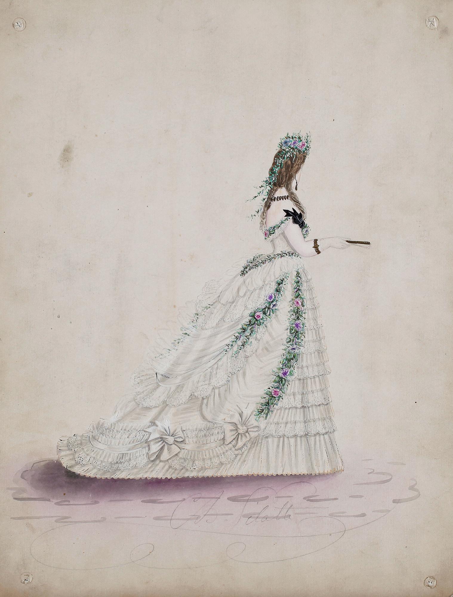 MODEPLANSCHER, 14 st, bla Ernest Leduc, 21 rue des Acacias, Montmartre, Paris 1800-talets andra hälft.