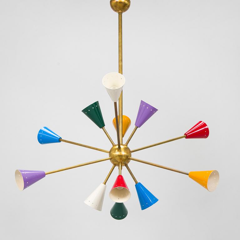 A contemporary sputnik model ceiling light, Luci, Italy.