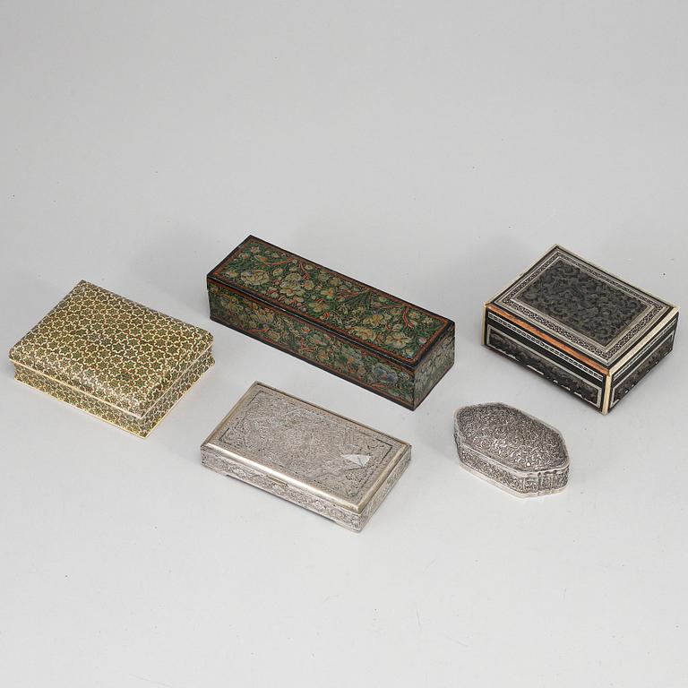 A group of boxes with covers, India, middle-east and south east asian, early 20th Century.