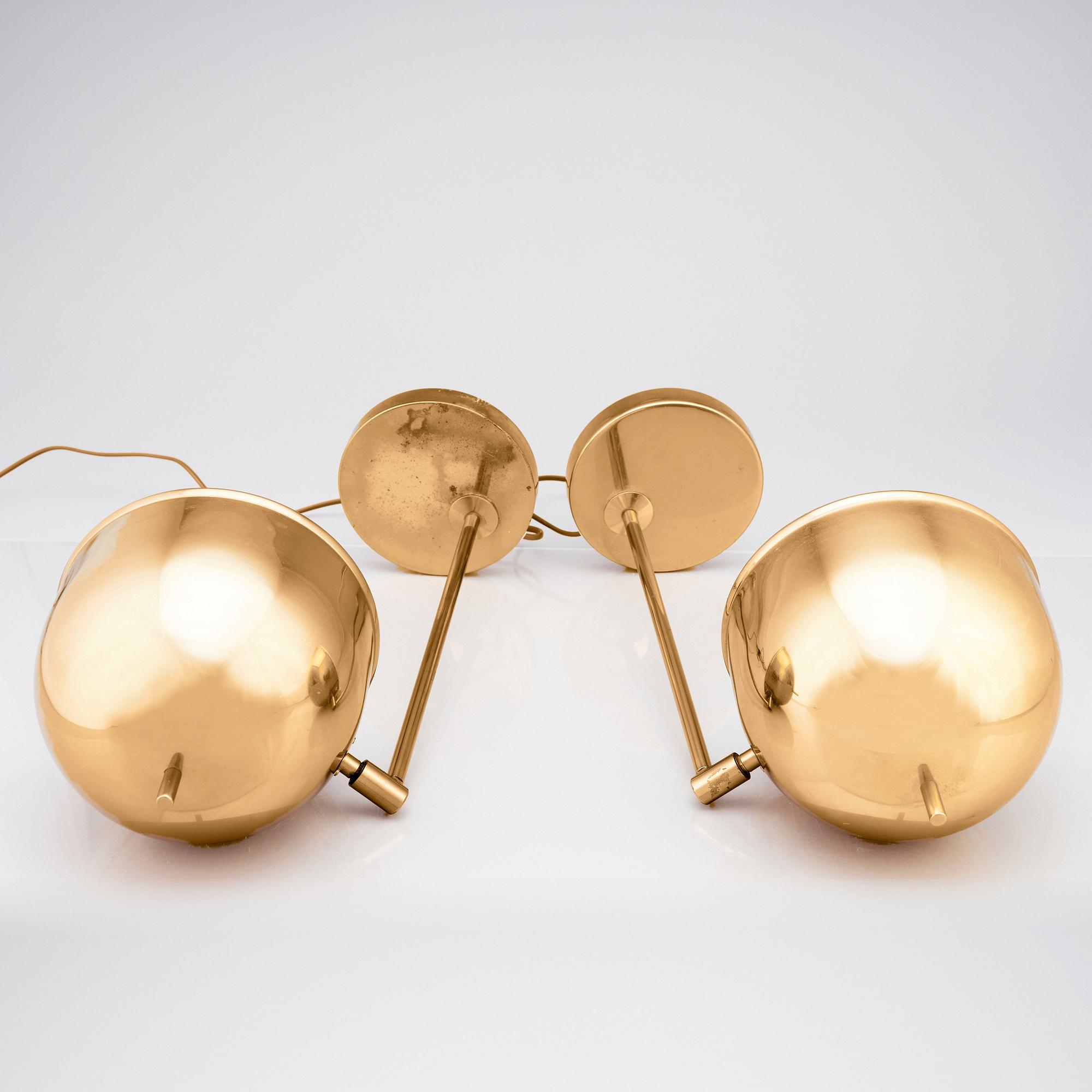 Eje Ahlgren, a pair of brass table lamps, model 'B-075', Bergboms, Sweden, 1960-70s.
